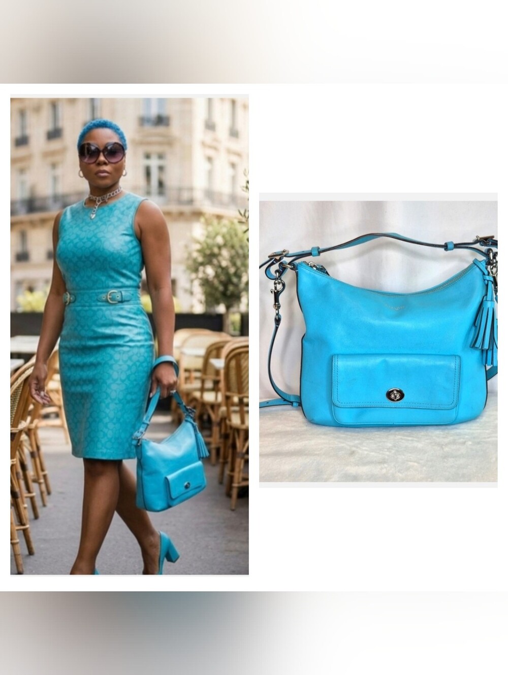 Coach Vintage Legacy Courtenay Blue Hobo Crossbody Handbag